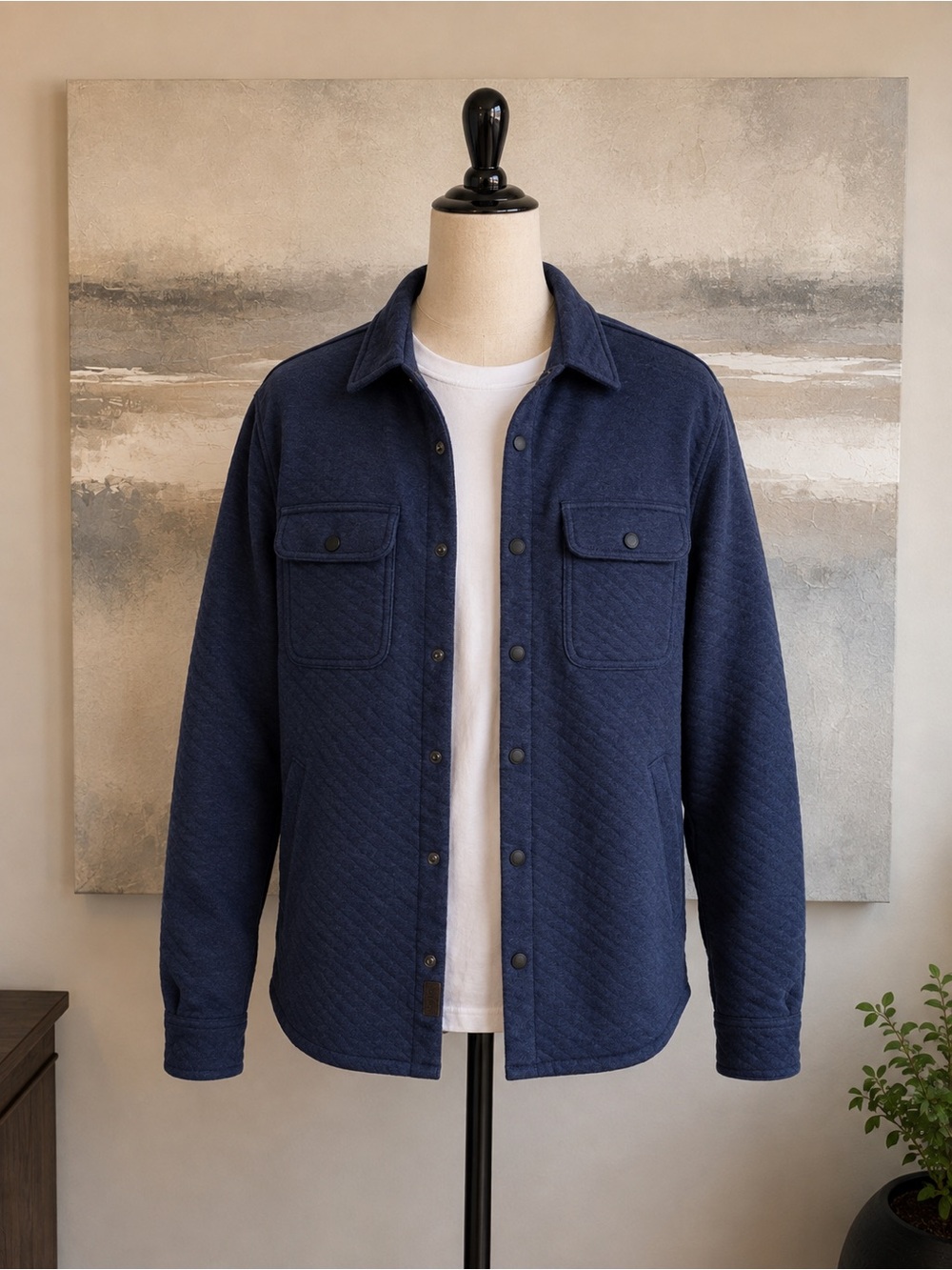 Cloudveil Quilted Shirt Jacket Navy Snap Front Shacket Men’s Size Small